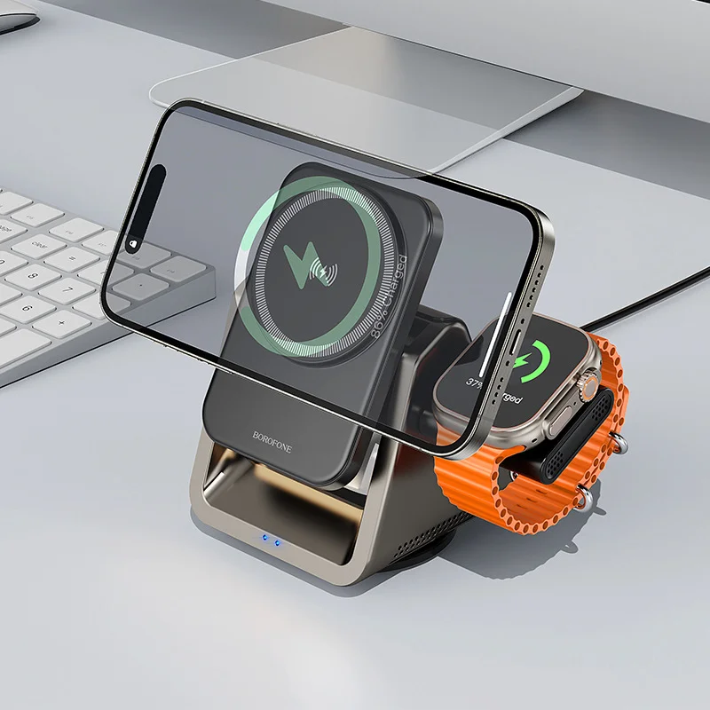 3-in-1 Magnetic Wireless Fast Charger 15W Foldable Desktop Phone Holder for Cell Phone Watch and Wireless Earphones
3-in-1 Magnetic Wireless Fast Charger 15W Foldable Desktop Phone Holder for Cell Phone Watch and Wireless Earphones
