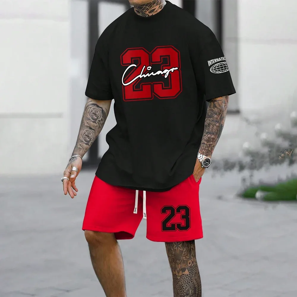 Summer new loose digital print set, American fashion brand sports short sleeved sweatshirt quick drying men's short sleeved set
Summer new loose digital print set, American fashion brand sports short sleeved sweatshirt quick drying men's short sleeved set