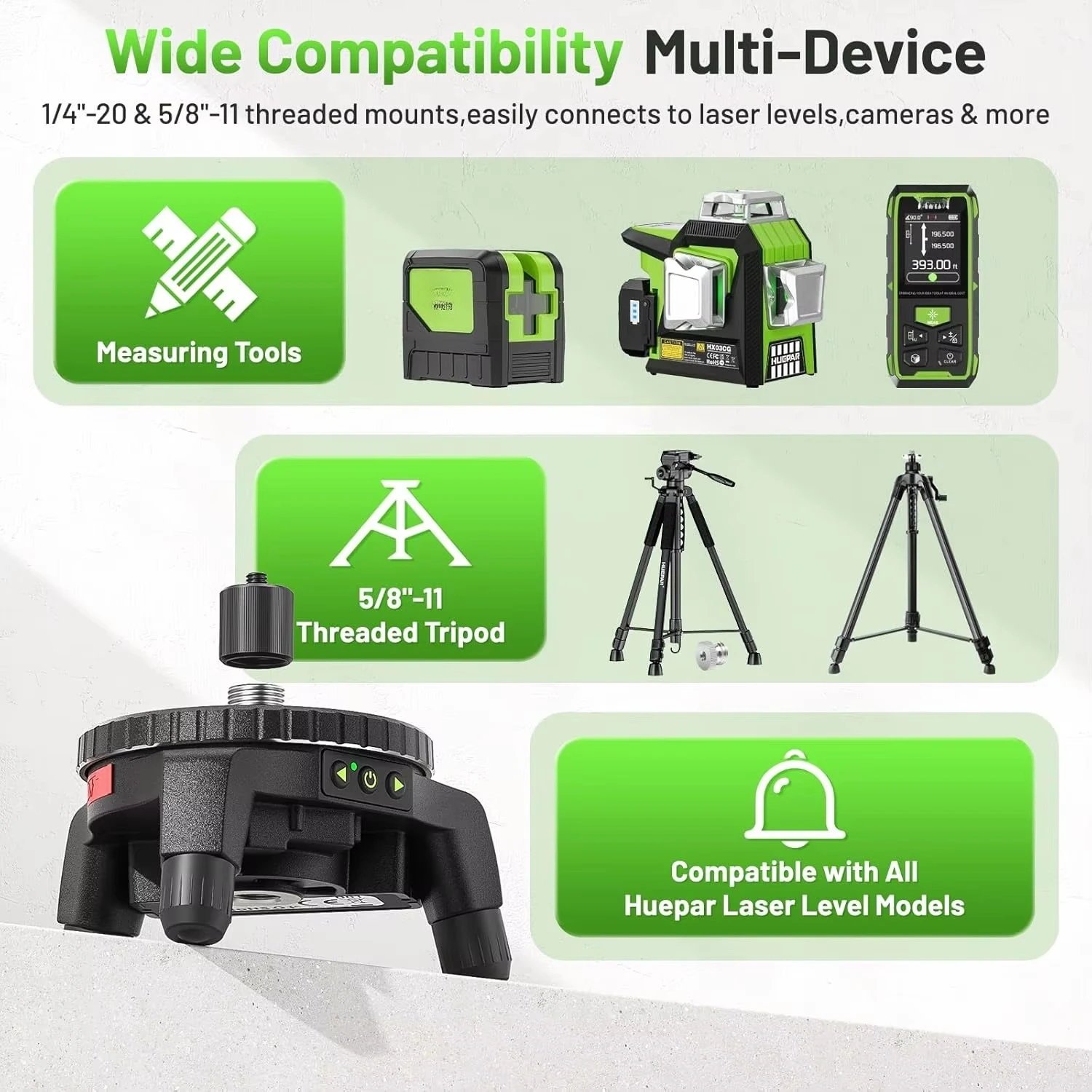 AW01 Huepar Laser Level Adapter 360-Degree Rotating Base for Laser Level Tripod Horizontal D01 Micro-adjust FineTurning Pivotin
AW01 Huepar Laser Level Adapter 360-Degree Rotating Base for Laser Level Tripod Horizontal D01 Micro-adjust FineTurning Pivotin