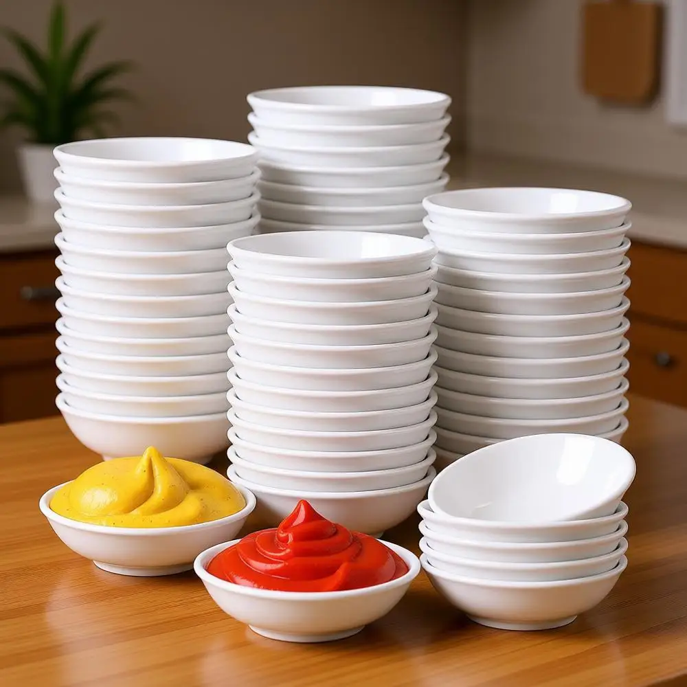 100 Pcs White Ceramic Small Dipping Bowls, 1.2 oz, Perfect for Asian Sauces, Sushi, Condiments, and Dips
100 Pcs White Ceramic Small Dipping Bowls, 1.2 oz, Perfect for Asian Sauces, Sushi, Condiments, and Dips