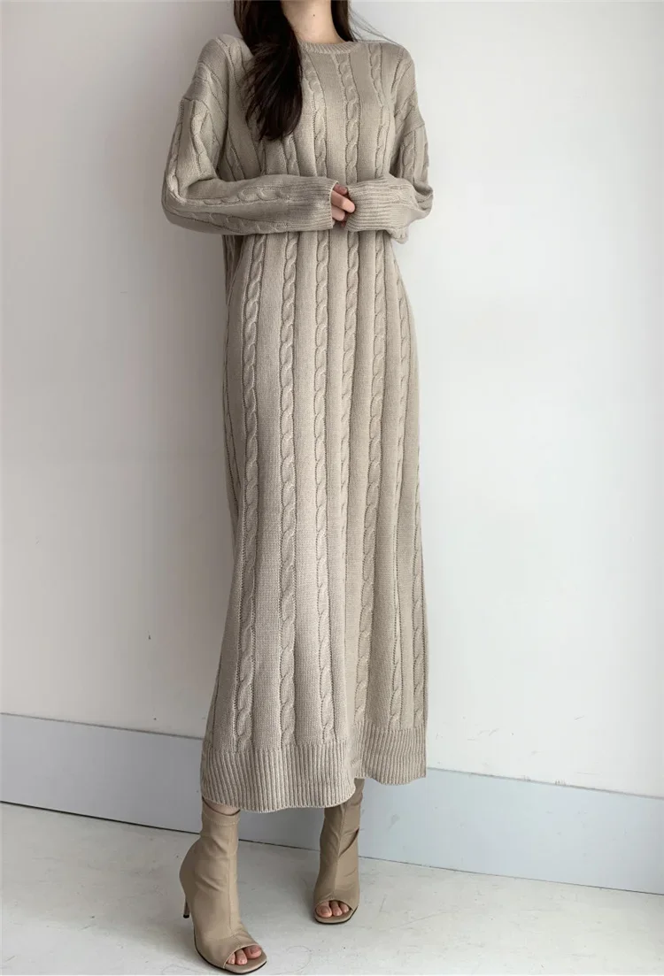 White Oversized Knitted Dress Women Winter O-neck Twist Cashmere Dresses Female Loose Elegant Winter Sweater Vestido
White Oversized Knitted Dress Women Winter O-neck Twist Cashmere Dresses Female Loose Elegant Winter Sweater Vestido