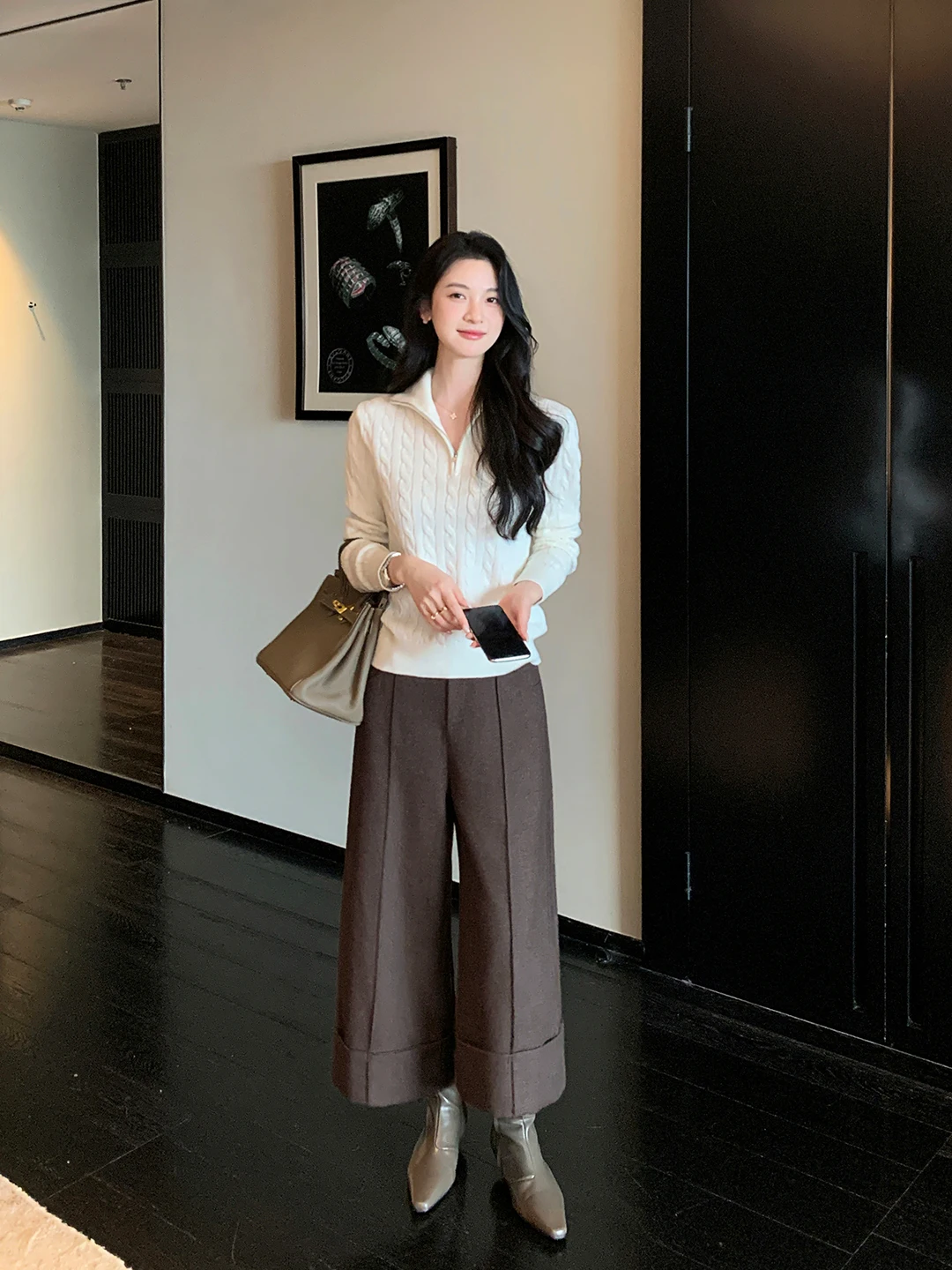 Maven Lin Woolen Tweed Straight Leg Casual Pants Women's Eighteen-Length Pants Commute Sle l Waist Wide Leg
Maven Lin Woolen Tweed Straight Leg Casual Pants Women's Eighteen-Length Pants Commute Sle l Waist Wide Leg