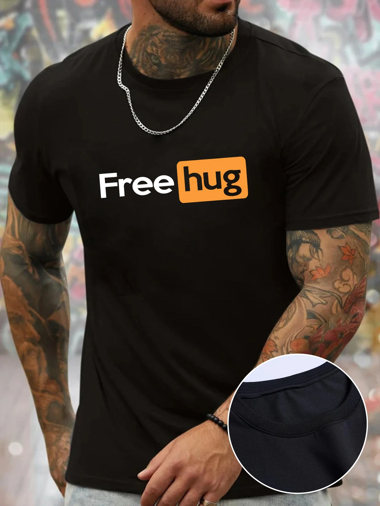 "Free Hug" Print Men's Round Crew Neck Short Sleeve Tee - Casual Comfy Lightweight Top for Summer
"Free Hug" Print Men's Round Crew Neck Short Sleeve Tee - Casual Comfy Lightweight Top for Summer