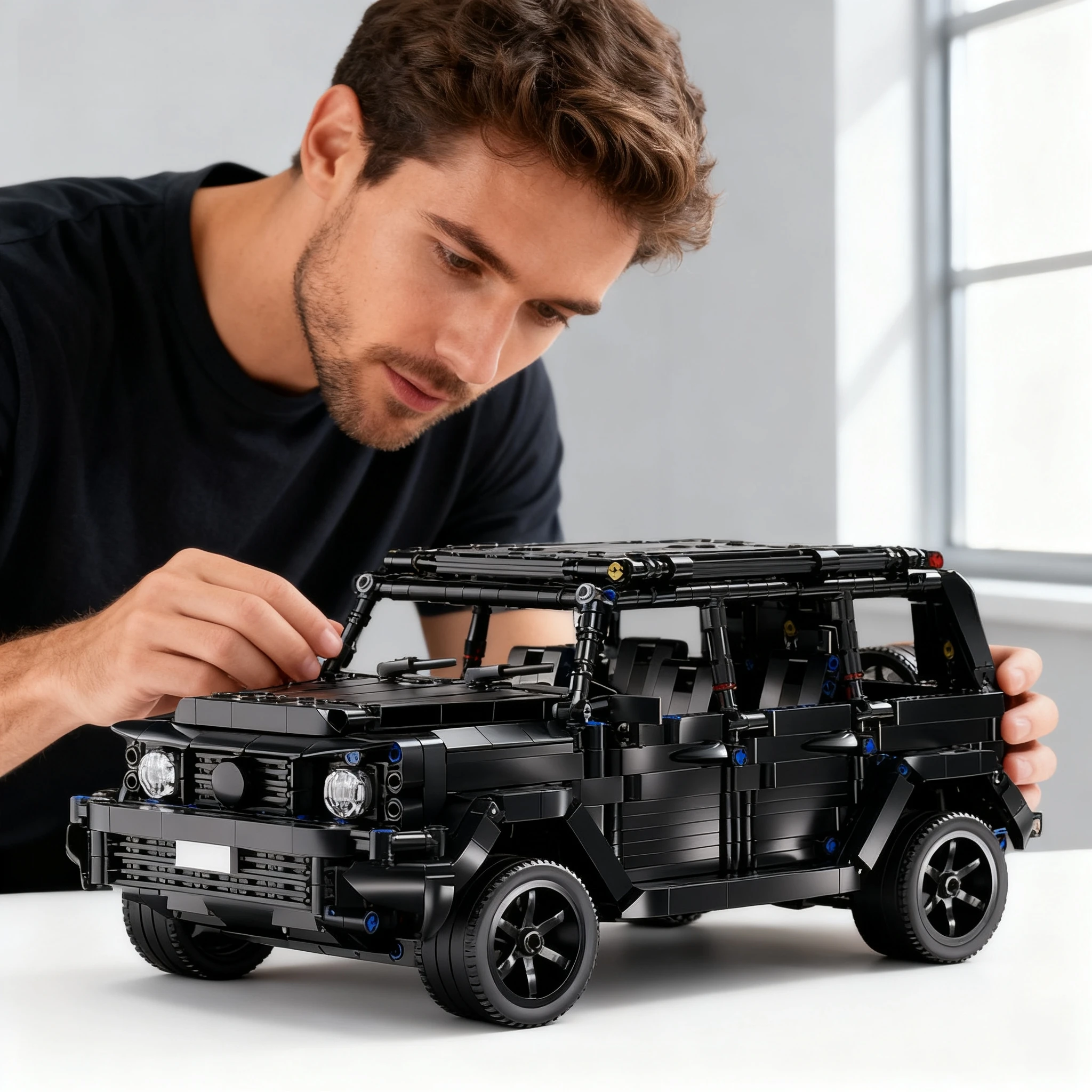 Black Block Roadster Tech Racer 1:14DIY Roadster building block assembly Block car toy birthday gift
Black Block Roadster Tech Racer 1:14DIY Roadster building block assembly Block car toy birthday gift