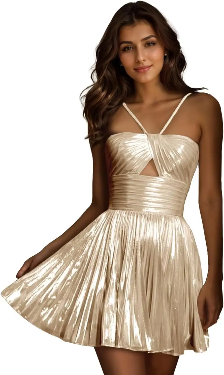 Sparkly Metallic Homecoming Dresses 2025 Short Satin for Teens Pleated Keyhole Mini Cocktail Party Dress Above Knee , Mini
Sparkly Metallic Homecoming Dresses 2025 Short Satin for Teens Pleated Keyhole Mini Cocktail Party Dress Above Knee , Mini