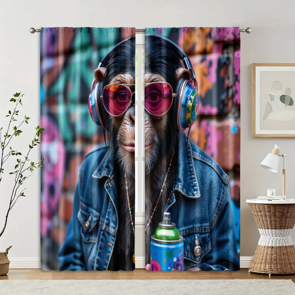 2 pcs, filtering curtains (excluding rods, non-movable, without batteries) Cool Cartoon Monkey (2) for use in bedrooms and
2 pcs, filtering curtains (excluding rods, non-movable, without batteries) Cool Cartoon Monkey (2) for use in bedrooms and