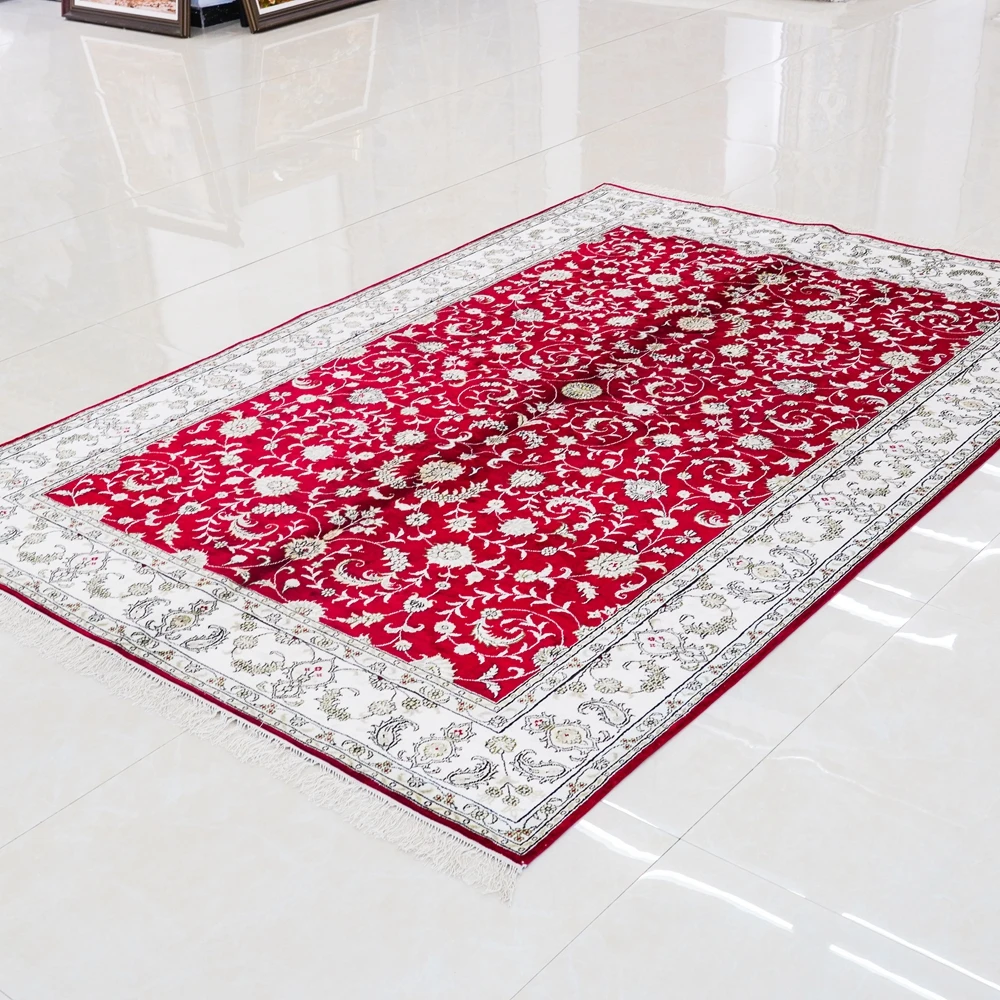 183x274cm Red Rugs Silk Handmade Woven Carpets Luxury House Floral Rugs Large Traditional Floor Carpet Soft Lounge Rug Persian
183x274cm Red Rugs Silk Handmade Woven Carpets Luxury House Floral Rugs Large Traditional Floor Carpet Soft Lounge Rug Persian