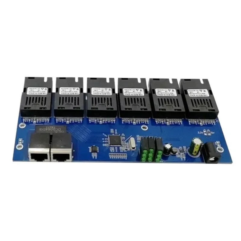 Оптический медиаконвертер Reverse POE Switch 100M PCBA Board 6F2E с 2 портами RJ45 на 6 оптических разъемов SC, 3A+3B порта, Ethernet до 20 км
Оптический медиаконвертер Reverse POE Switch 100M PCBA Board 6F2E с 2 портами RJ45 на 6 оптических разъемов SC, 3A+3B порта, Ethernet до 20 км