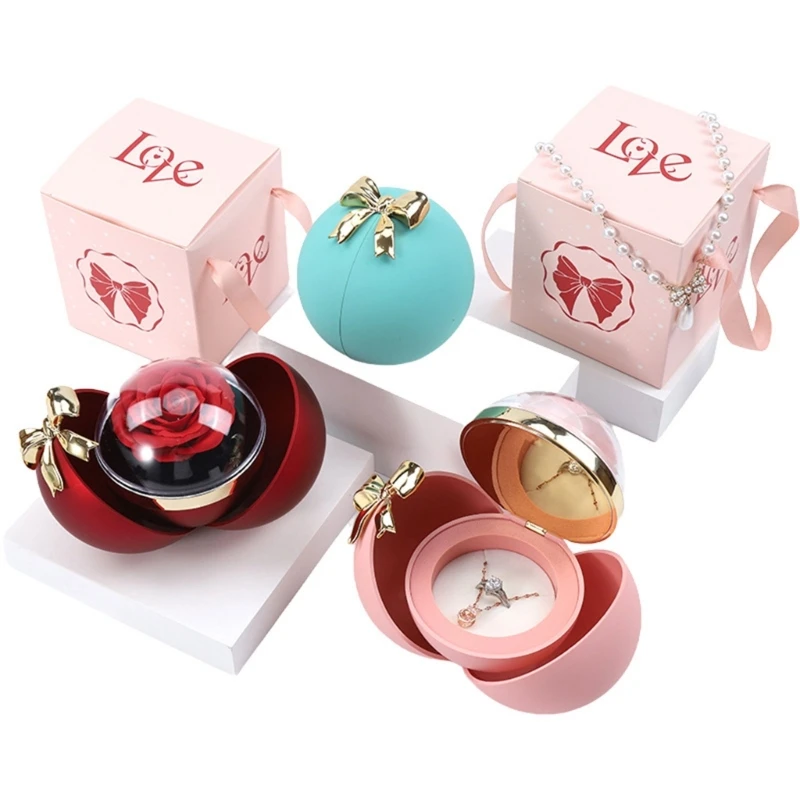 Elegant Rose Embellished Rings Box Portable Flower Rings Case Sphere Shape Holder For Special Gift Presentations 37JD
Elegant Rose Embellished Rings Box Portable Flower Rings Case Sphere Shape Holder For Special Gift Presentations 37JD
