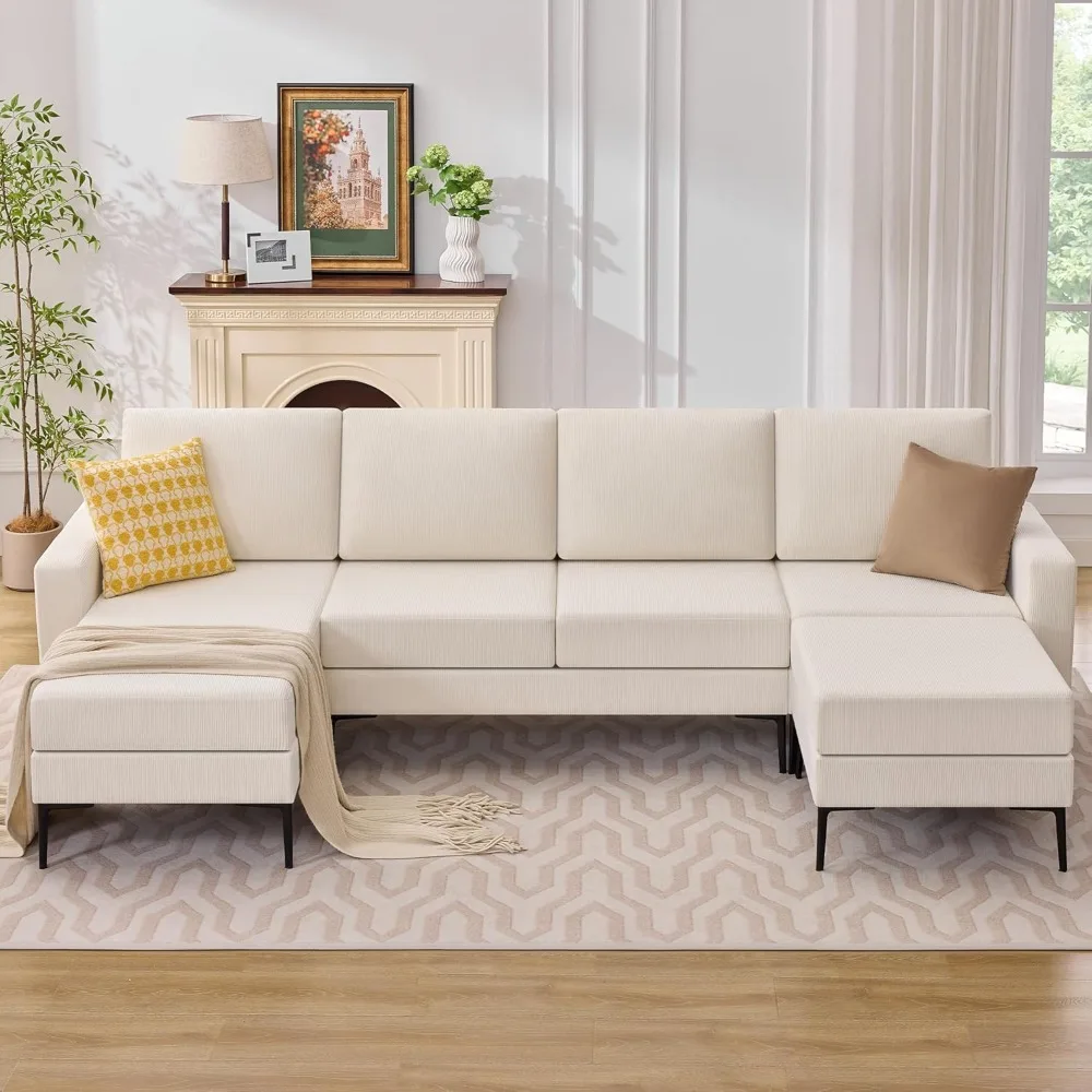 115" L Shaped Couch, Sectional Sofa with Convertible Chaise & Ottoman, Corduroy 6 Seater Sofa Couch, U Shaped Sofa
115" L Shaped Couch, Sectional Sofa with Convertible Chaise & Ottoman, Corduroy 6 Seater Sofa Couch, U Shaped Sofa