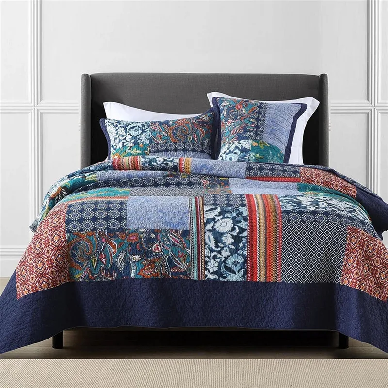 Vintage Cotton Quilt Set 3PCS Quilted Bed Cover Comforter Blanket Queen King Size Patchwork Coverlet Bedspread on The Bed
Vintage Cotton Quilt Set 3PCS Quilted Bed Cover Comforter Blanket Queen King Size Patchwork Coverlet Bedspread on The Bed