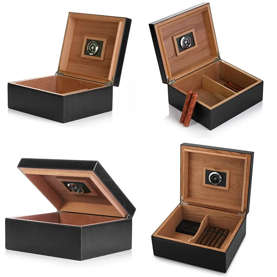 Desktop Humidor Case Holds 25-50 Cigars, Unique Elegant Leather Display, 100 Handcraft Real Solid Spanish Cedar Wood Storage Bo
Desktop Humidor Case Holds 25-50 Cigars, Unique Elegant Leather Display, 100 Handcraft Real Solid Spanish Cedar Wood Storage Bo