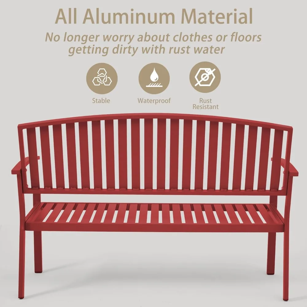 52" Outdoor Garden Bench Weatherproof, Rust-Resistant Aluminum Metal 2-Person Garden Bench with 660 Lbs Weight, Customized
52" Outdoor Garden Bench Weatherproof, Rust-Resistant Aluminum Metal 2-Person Garden Bench with 660 Lbs Weight, Customized