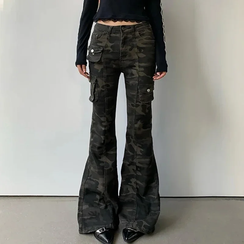 Vintage Camouflage Print Jeans Women High Waist Mutil Pockets American Retro Straight Denim Trousers Slim Flare Cargp Pants
Vintage Camouflage Print Jeans Women High Waist Mutil Pockets American Retro Straight Denim Trousers Slim Flare Cargp Pants