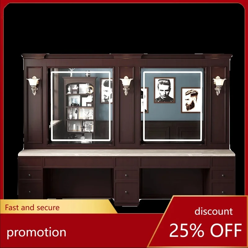 Oil Head Salon Barber Shop Mirror with Light Hair Salon Mirror Barber Solid Wood Barber Shop Mirror Cabinet Integrated
Oil Head Salon Barber Shop Mirror with Light Hair Salon Mirror Barber Solid Wood Barber Shop Mirror Cabinet Integrated