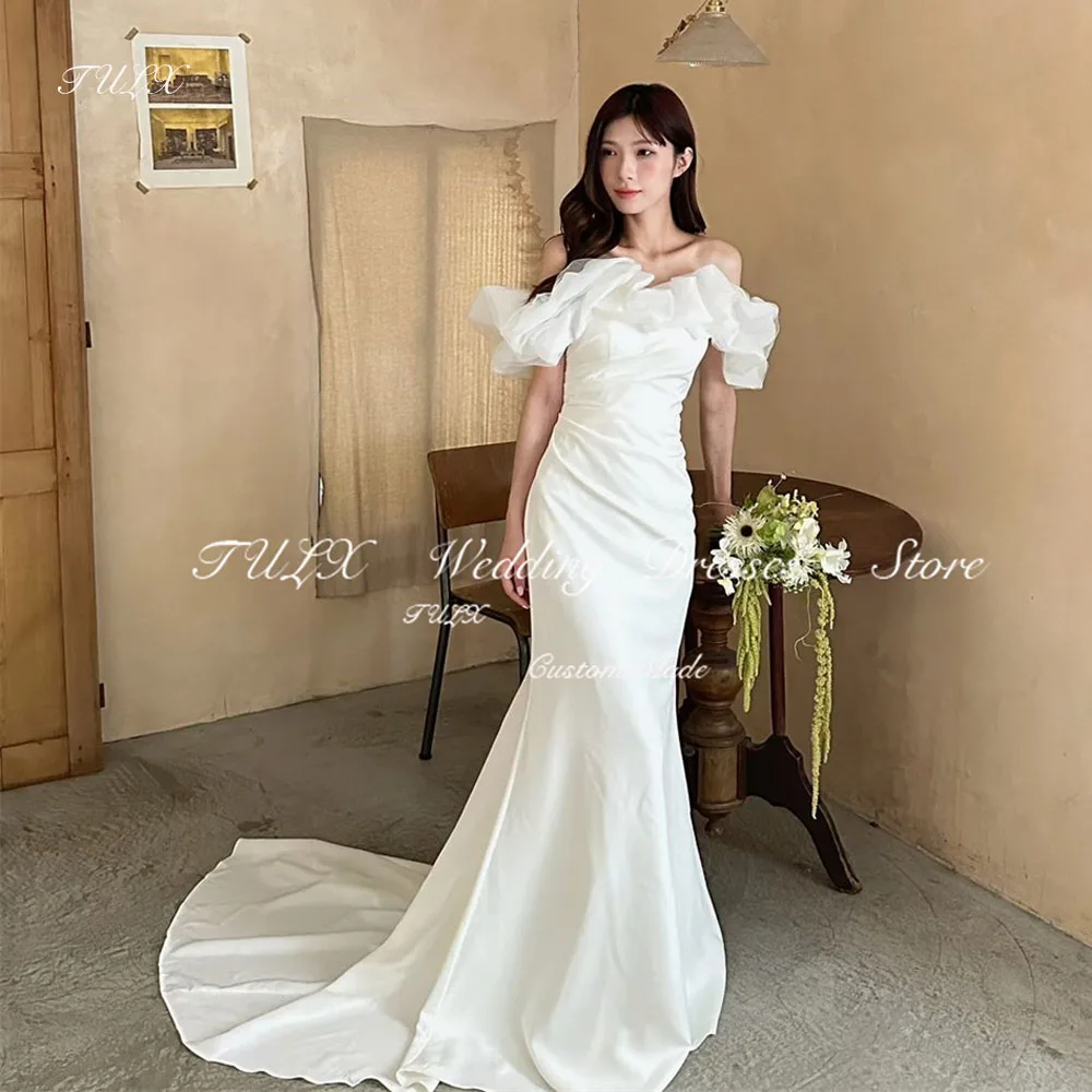 TULX Elegant Off Shoulder Ruffle Korea Wedding Photo Shoot Dress Mermaid Long Sweep Train Bridal Gowns 웨딩드레스 Customized 2025
TULX Elegant Off Shoulder Ruffle Korea Wedding Photo Shoot Dress Mermaid Long Sweep Train Bridal Gowns 웨딩드레스 Customized 2025