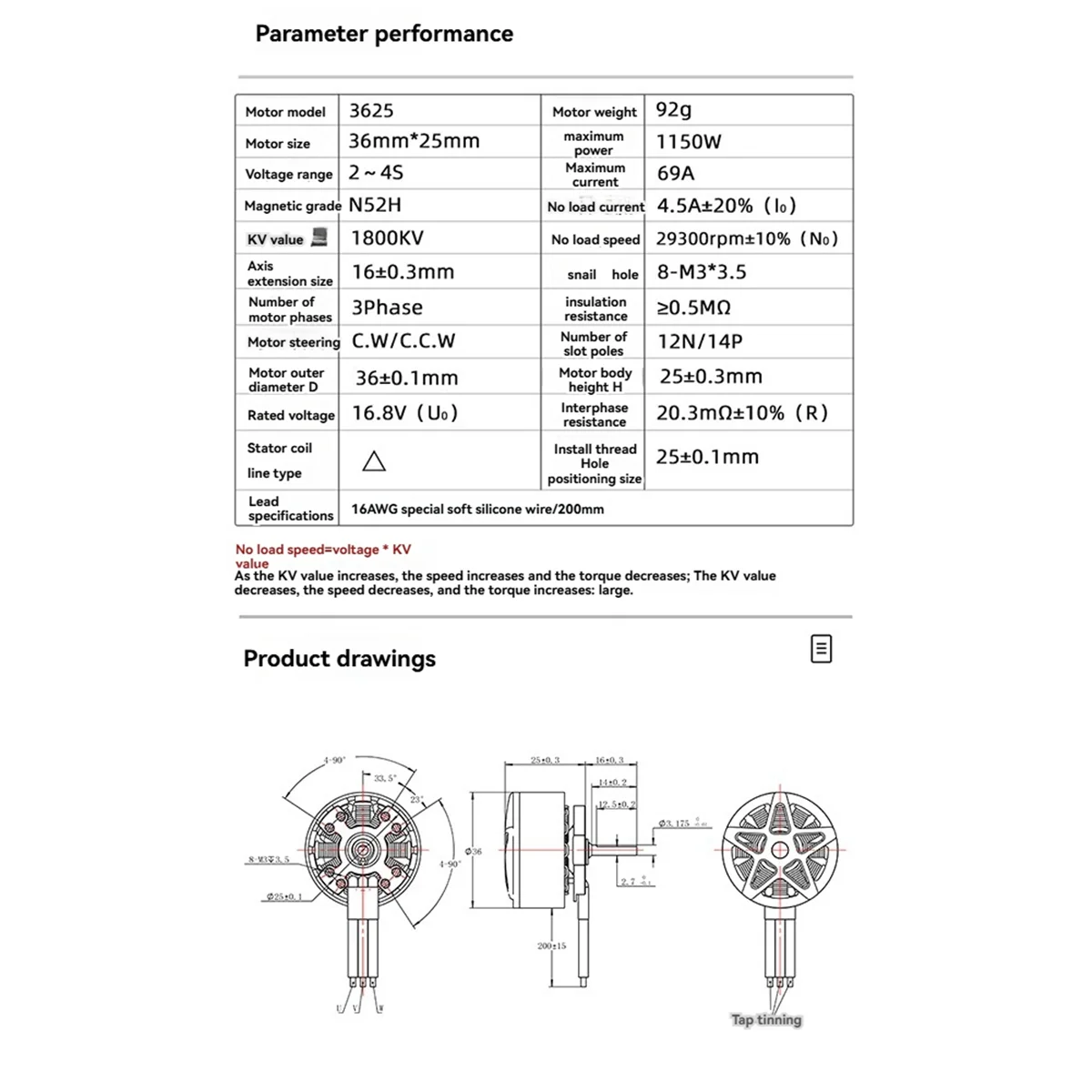 FLIPSKY 3625 1800KV Brushless Motor 3 Phase 2-4S 1150W for 1/10 RC Climbing Vehicle Rocky Crawler Vehicle Off-Road Vehic-ABRJ
FLIPSKY 3625 1800KV Brushless Motor 3 Phase 2-4S 1150W for 1/10 RC Climbing Vehicle Rocky Crawler Vehicle Off-Road Vehic-ABRJ