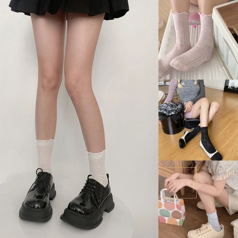 Womens Eyelet Crew Socks, Thin Comfort Breathable Dress Socks, Above Ankle Crew Socks for Womens Schoold Girl
Womens Eyelet Crew Socks, Thin Comfort Breathable Dress Socks, Above Ankle Crew Socks for Womens Schoold Girl