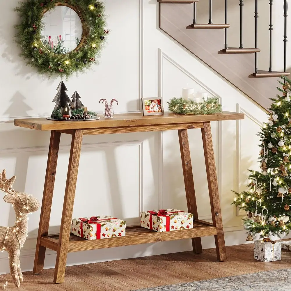 41.3 Rustic 2-Tier Entryway Table with Storage Shelf, Skinny Couch Table for Sofa or Hallway, Suitable for Entrance, Living Room
41.3 Rustic 2-Tier Entryway Table with Storage Shelf, Skinny Couch Table for Sofa or Hallway, Suitable for Entrance, Living Room