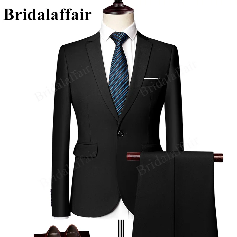 Bridalaffair Men's Suits 2pcs Black Blazer Jacket Pants Set One Button Wedding Formal Tuxedo Suit for Men Solid Costume Homme
Bridalaffair Men's Suits 2pcs Black Blazer Jacket Pants Set One Button Wedding Formal Tuxedo Suit for Men Solid Costume Homme