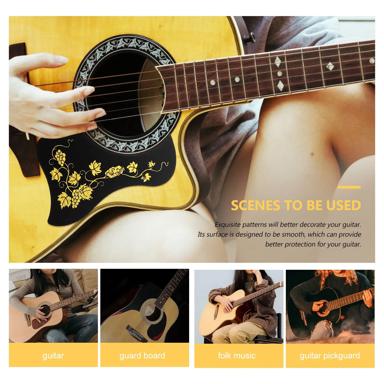 2 Pcs Acoustic Guitar Accessories Pickguard Replacement Parts Miniature Golden PVC
2 Pcs Acoustic Guitar Accessories Pickguard Replacement Parts Miniature Golden PVC
