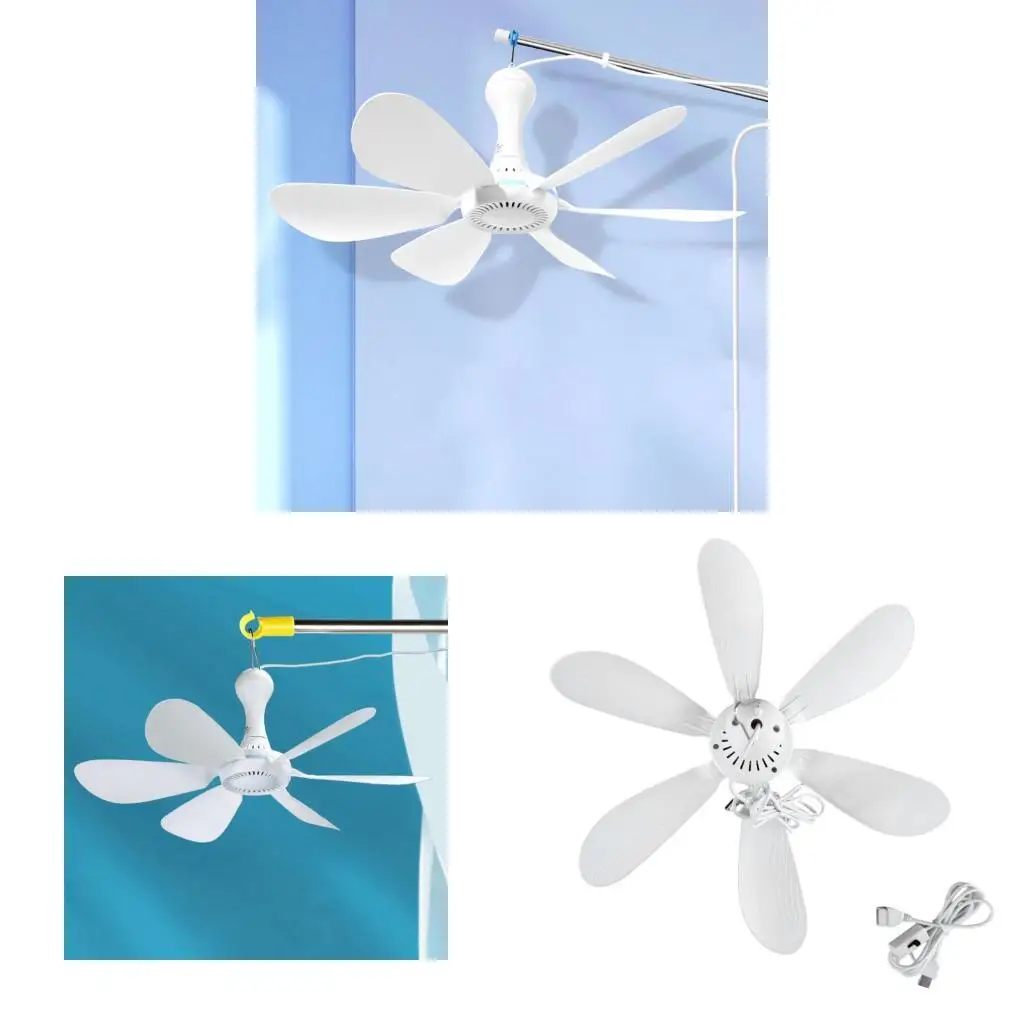 3 Speed Hanging Fan 6 Leaves Ceiling Fan For Outdoor USB Power Fan D2RC