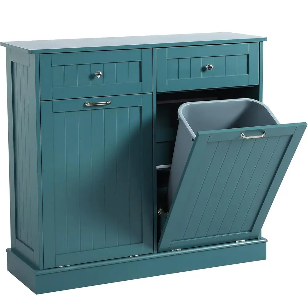 Pet-Resistant Tilt-Out Trash Cabinet with Countertop and Drawer Storage, Wooden Laundry Bin in Teal Blue
Pet-Resistant Tilt-Out Trash Cabinet with Countertop and Drawer Storage, Wooden Laundry Bin in Teal Blue