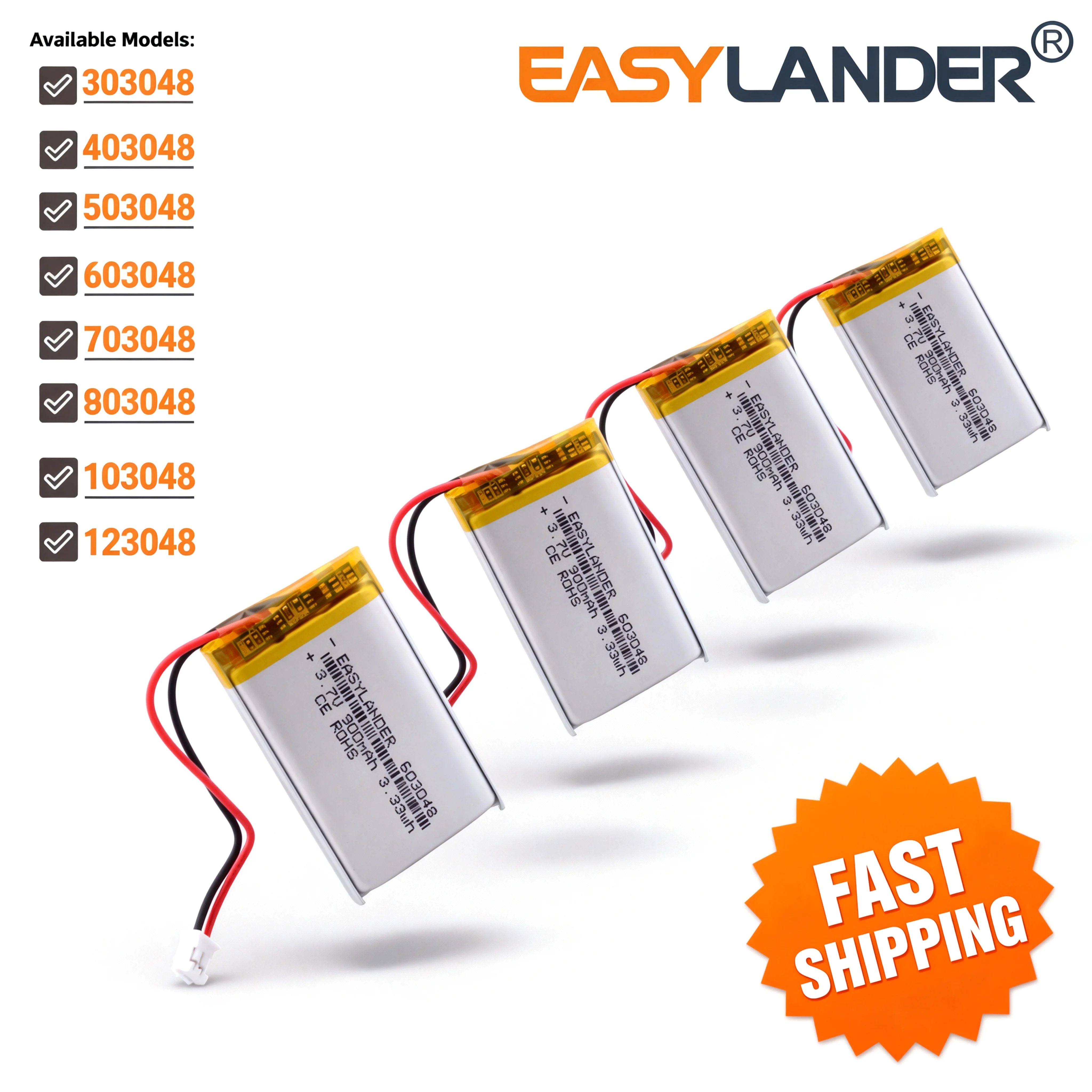 JST 2.0 2Pin 3.7V 800mAh Li-Polymer Battery Bulk Pack 303048 403048 503048 603048 703048 803048 903048 103048 123048
JST 2.0 2Pin 3.7V 800mAh Li-Polymer Battery Bulk Pack 303048 403048 503048 603048 703048 803048 903048 103048 123048