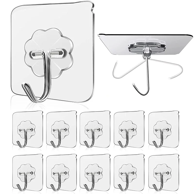 10Pcs Adhesive Hooks Reusable Transparent Wall Hooks Seamless Hooks Waterproof Sticky Hook For Bathroom Kitchen Utility Hook
10Pcs Adhesive Hooks Reusable Transparent Wall Hooks Seamless Hooks Waterproof Sticky Hook For Bathroom Kitchen Utility Hook