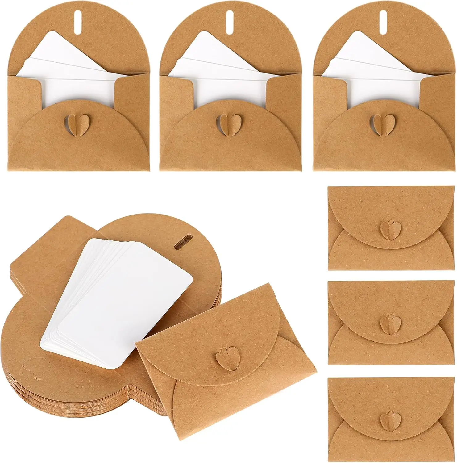 Mini Kraft Paper Envelopes with Blank Cards 4.1x2.8 inch Heart Clasp for Gift Cards Wedding Party Favors Greeting Cards
Mini Kraft Paper Envelopes with Blank Cards 4.1x2.8 inch Heart Clasp for Gift Cards Wedding Party Favors Greeting Cards