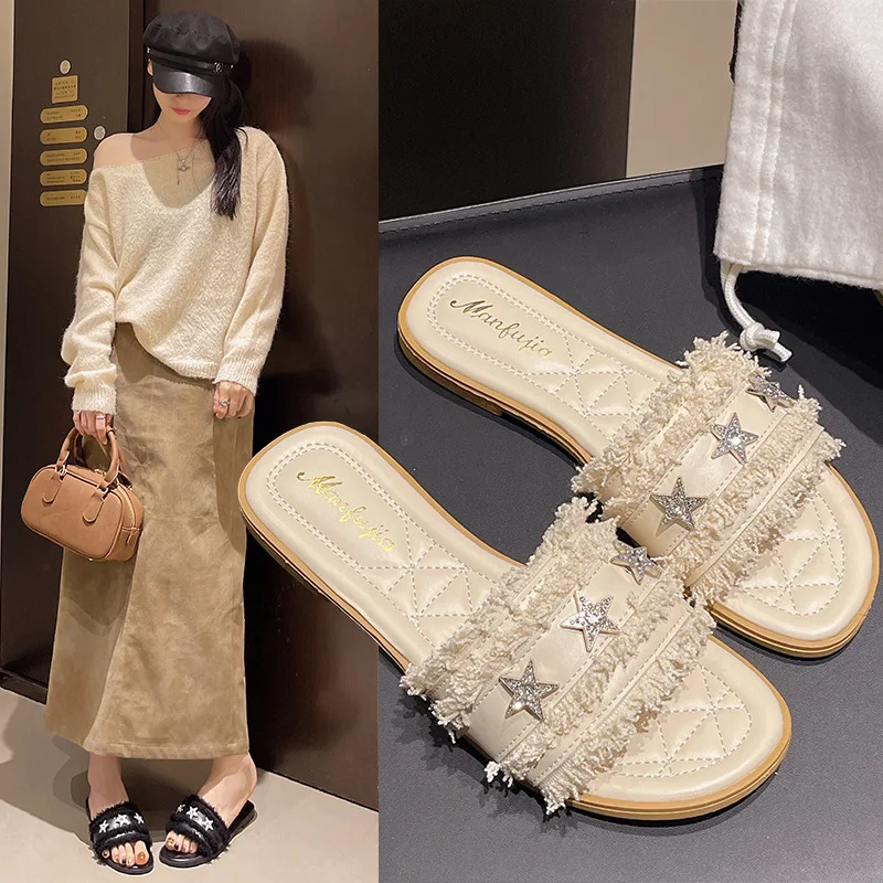Women's Summer Slippers Ladies Non-Slip Home Fashion Soft Sole PU Sandals Flat Slippers Plush Edge Flip-flops for Vacation
Women's Summer Slippers Ladies Non-Slip Home Fashion Soft Sole PU Sandals Flat Slippers Plush Edge Flip-flops for Vacation