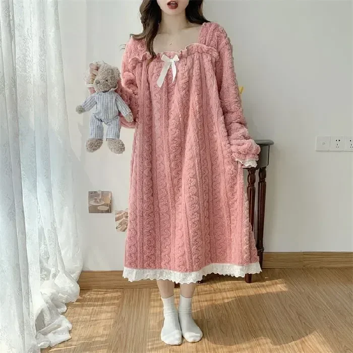 4XL 3XL Casual Women Plus Nightdress Sleepwear Fleece Coral Long Thickened Dress Size Bathrobe Winter Flannel Home
4XL 3XL Casual Women Plus Nightdress Sleepwear Fleece Coral Long Thickened Dress Size Bathrobe Winter Flannel Home