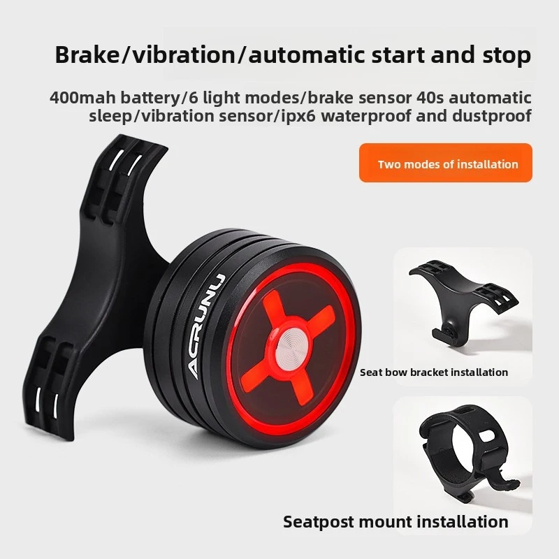 ACRUNU Aluminum Alloy Bicycle Tail Light Smart Brake Sensor Bike Rear Light for MTB Road Bike
ACRUNU Aluminum Alloy Bicycle Tail Light Smart Brake Sensor Bike Rear Light for MTB Road Bike