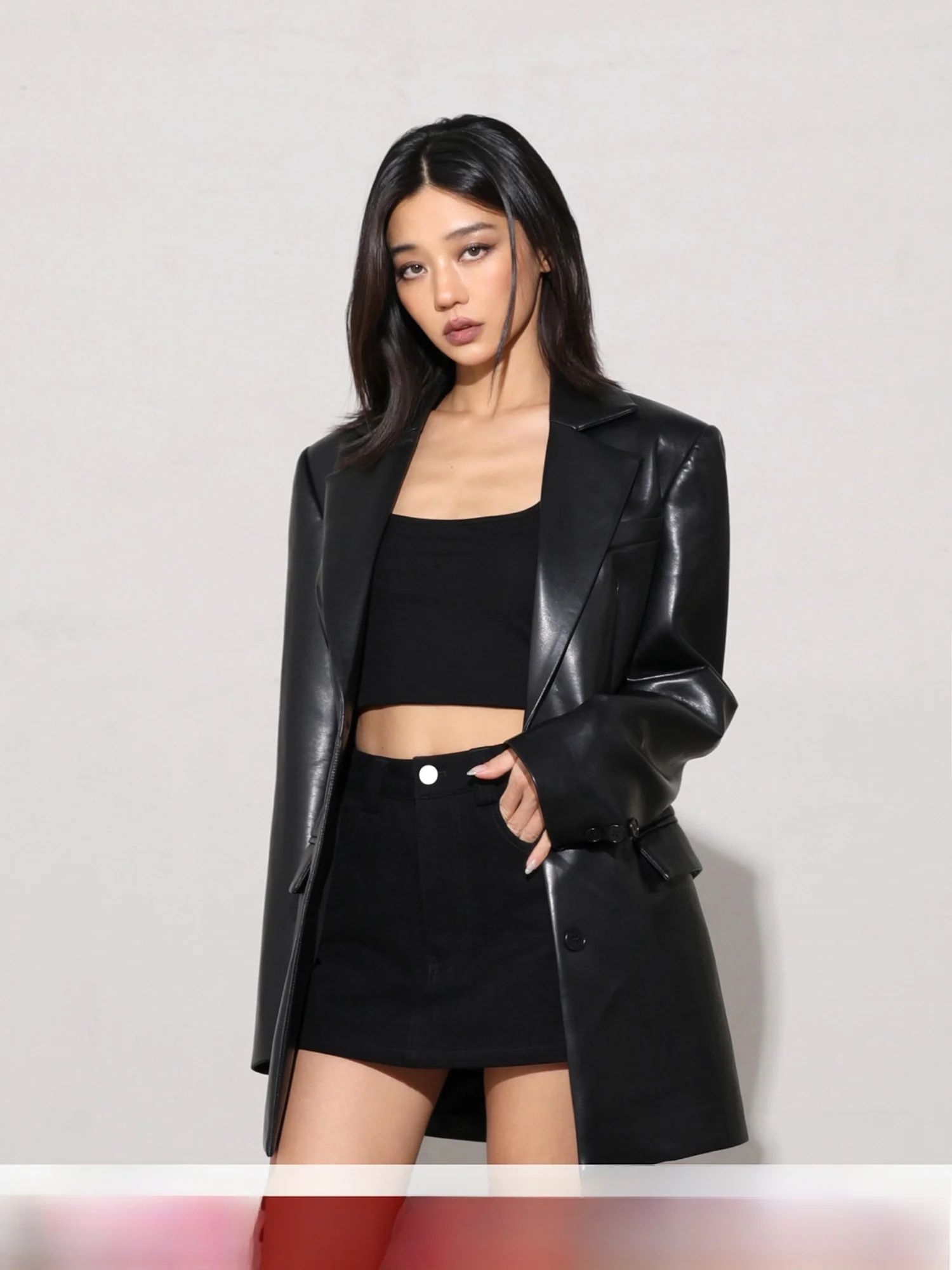 MIRANDA SONG 3D Tailored Waist Briti Sle Faionable PU Leather Jaet Street Sle Slim Fit Long Sve Mid-Length Coat
MIRANDA SONG 3D Tailored Waist Briti Sle Faionable PU Leather Jaet Street Sle Slim Fit Long Sve Mid-Length Coat