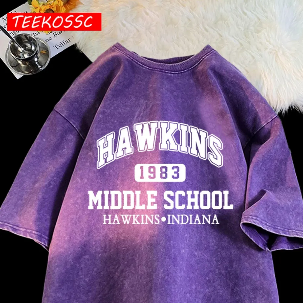 Hawkins Middle School Prints Washed T-Shirt Mens Summer Breathable O-Neck Tops Cotton Loose Short Sleeve Unisex Soft Tee Shirts
Hawkins Middle School Prints Washed T-Shirt Mens Summer Breathable O-Neck Tops Cotton Loose Short Sleeve Unisex Soft Tee Shirts