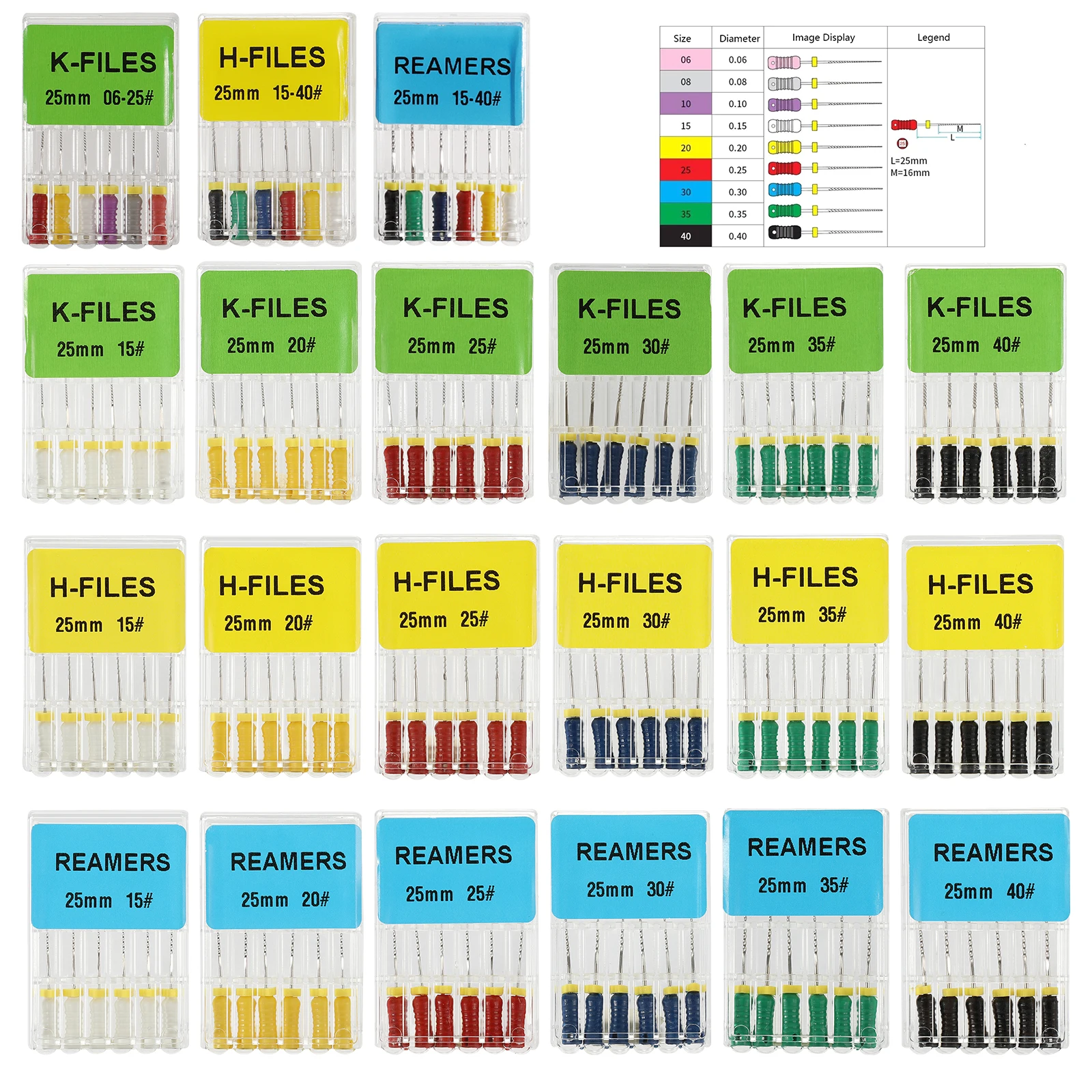 10Packs Dental Endo File K Files/H File/Reamers Stainless Steel Hand Use 25mm For Severely Curved & Calcified Root Canal
10Packs Dental Endo File K Files/H File/Reamers Stainless Steel Hand Use 25mm For Severely Curved & Calcified Root Canal