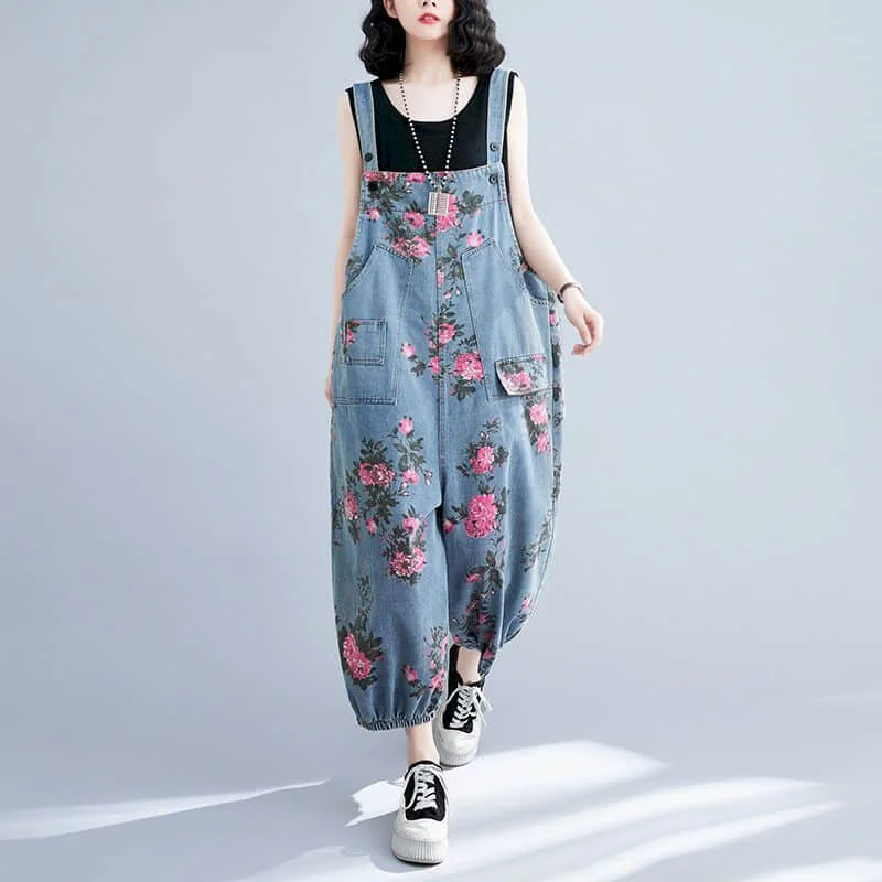 Denim Jumpsuits for Women Floral Printing Korean Style Harajuku Overalls One Piece Outfit Women Rompers Casual Vintage Playsuits
Denim Jumpsuits for Women Floral Printing Korean Style Harajuku Overalls One Piece Outfit Women Rompers Casual Vintage Playsuits