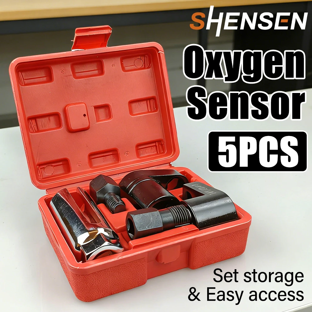 5Pcs Offset Oxygen Sensor Socket Wrench Set, O2 Sensor Removal & Thread Repair Tool Kit for Automotive Use
5Pcs Offset Oxygen Sensor Socket Wrench Set, O2 Sensor Removal & Thread Repair Tool Kit for Automotive Use