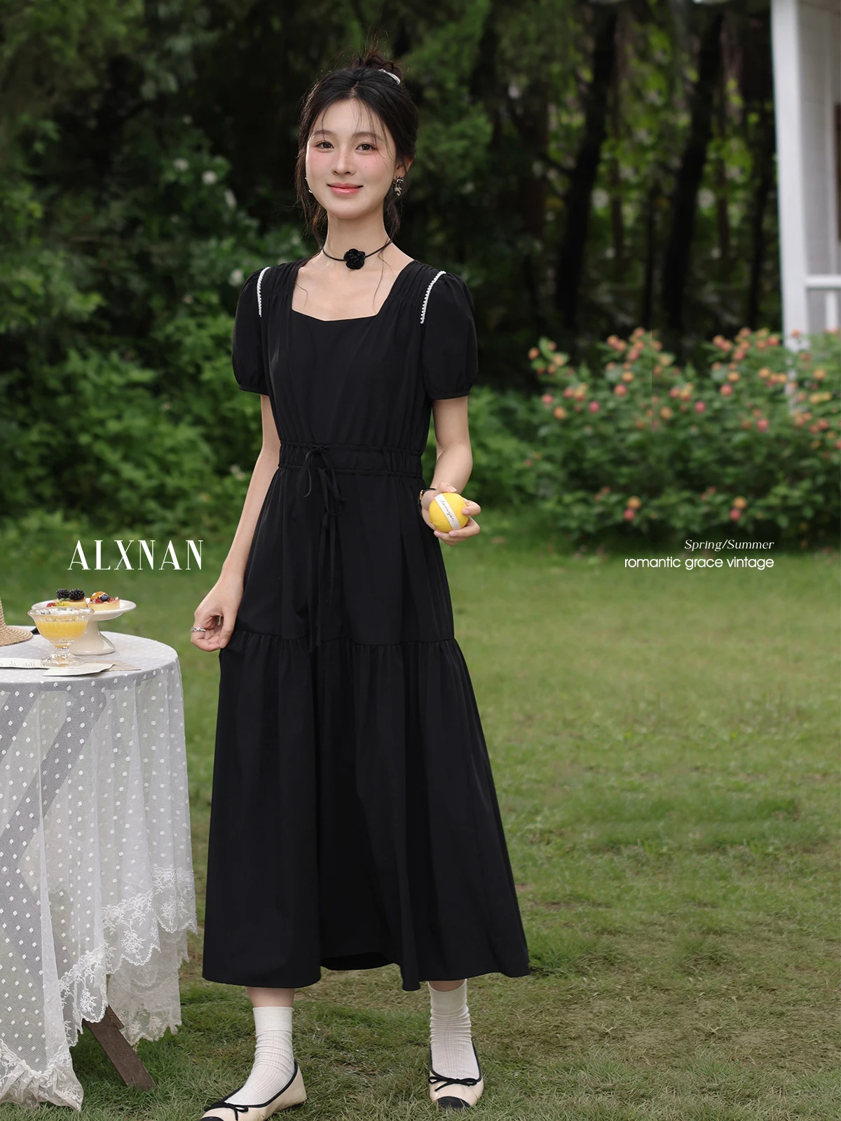 ALXNAN Women's Black Dress Long Square Neck Puff Sleeve Pearl Design Dress 2025 Summer Casual Party Short Sleeve Clothing L56096
ALXNAN Women's Black Dress Long Square Neck Puff Sleeve Pearl Design Dress 2025 Summer Casual Party Short Sleeve Clothing L56096