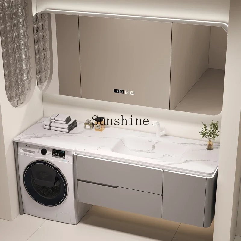 Paint washing machine bathroom cabinet combination rock slab hot bending integrated basin FT
Paint washing machine bathroom cabinet combination rock slab hot bending integrated basin FT