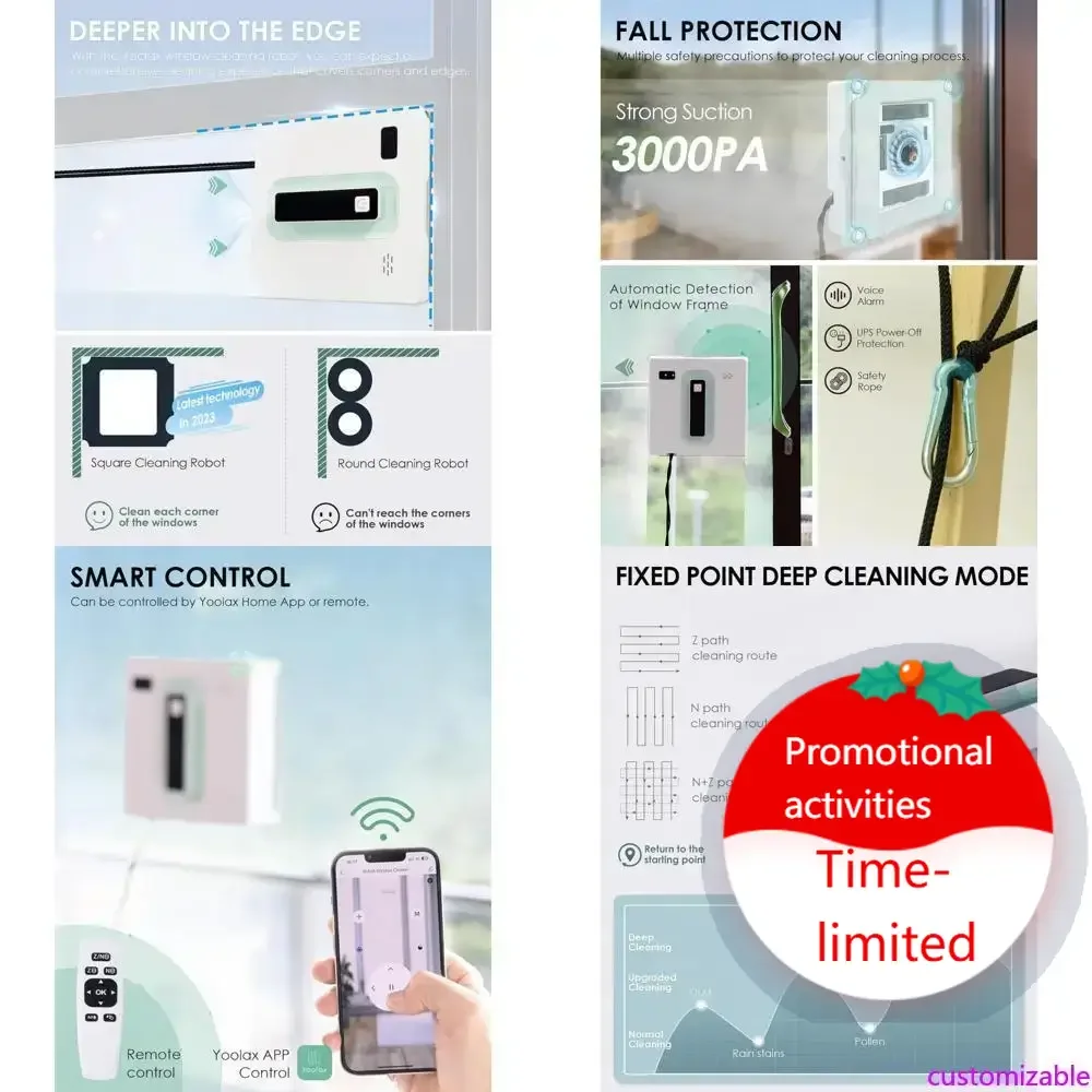 Горячая распродажа: Автоматический робот для мытья окон с двойным распылением и силой всасывания 3000 Па
Горячая распродажа: Автоматический робот для мытья окон с двойным распылением и силой всасывания 3000 Па