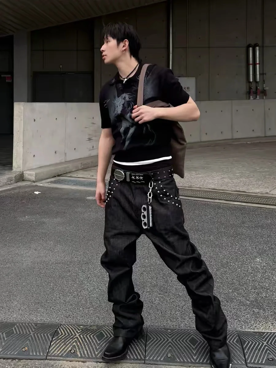 Retro American Rivet Heavy Original Jeans Straight Leg Stack Slim Fit Jeans Men Women Versatile Design Micro Flare Long Trousers
Retro American Rivet Heavy Original Jeans Straight Leg Stack Slim Fit Jeans Men Women Versatile Design Micro Flare Long Trousers