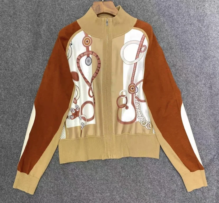 24fw New fashion Silk Wool print long sleeve cardigan knitting knitted clothing for women
24fw New fashion Silk Wool print long sleeve cardigan knitting knitted clothing for women