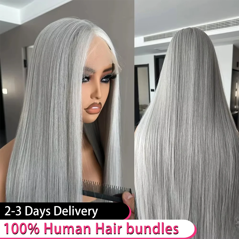 250 Density Sliver Grey Straight 13x6 HD Lace Front Human Hair Wigs 36 46 Inch 100% Brazilian Bone Transparent Lace Frontal Wig
250 Density Sliver Grey Straight 13x6 HD Lace Front Human Hair Wigs 36 46 Inch 100% Brazilian Bone Transparent Lace Frontal Wig