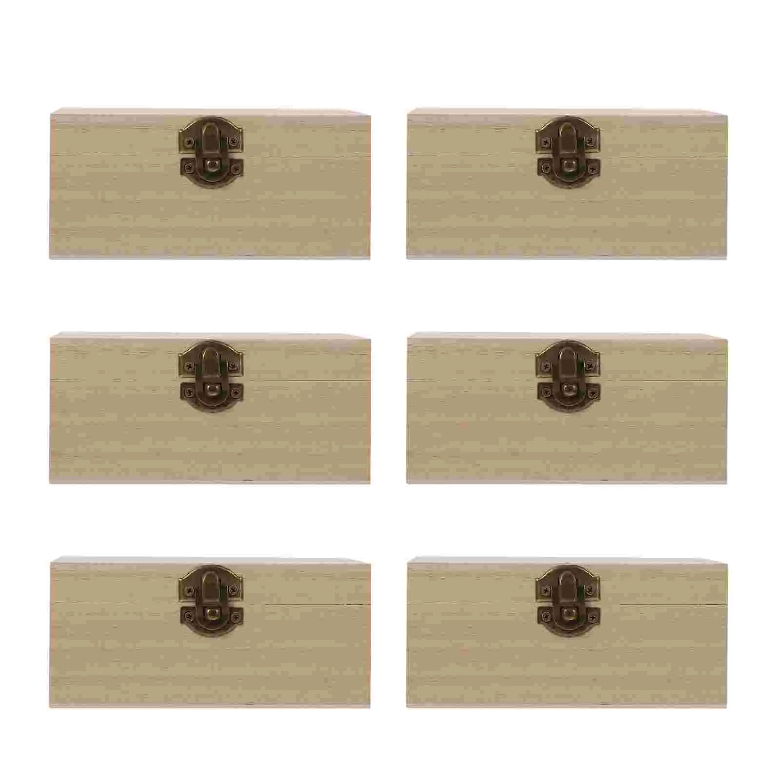 6 Pcs Wooden Box with Lock Unfinished Case Craft Boxes Desktop Storage Gifts Decorative DIY Home Holder
6 Pcs Wooden Box with Lock Unfinished Case Craft Boxes Desktop Storage Gifts Decorative DIY Home Holder