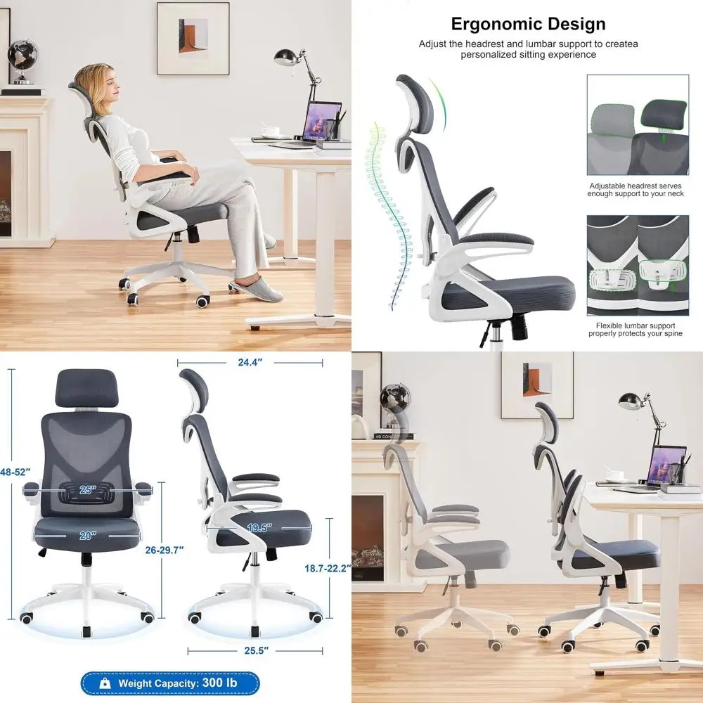 Офисное кресло с высокой спинкой из сетчатой ткани, регулируемой поясничной опорой и мягкими подлокотниками для дома или игровой комнаты, белый/серый
Офисное кресло с высокой спинкой из сетчатой ткани, регулируемой поясничной опорой и мягкими подлокотниками для дома или игровой комнаты, белый/серый