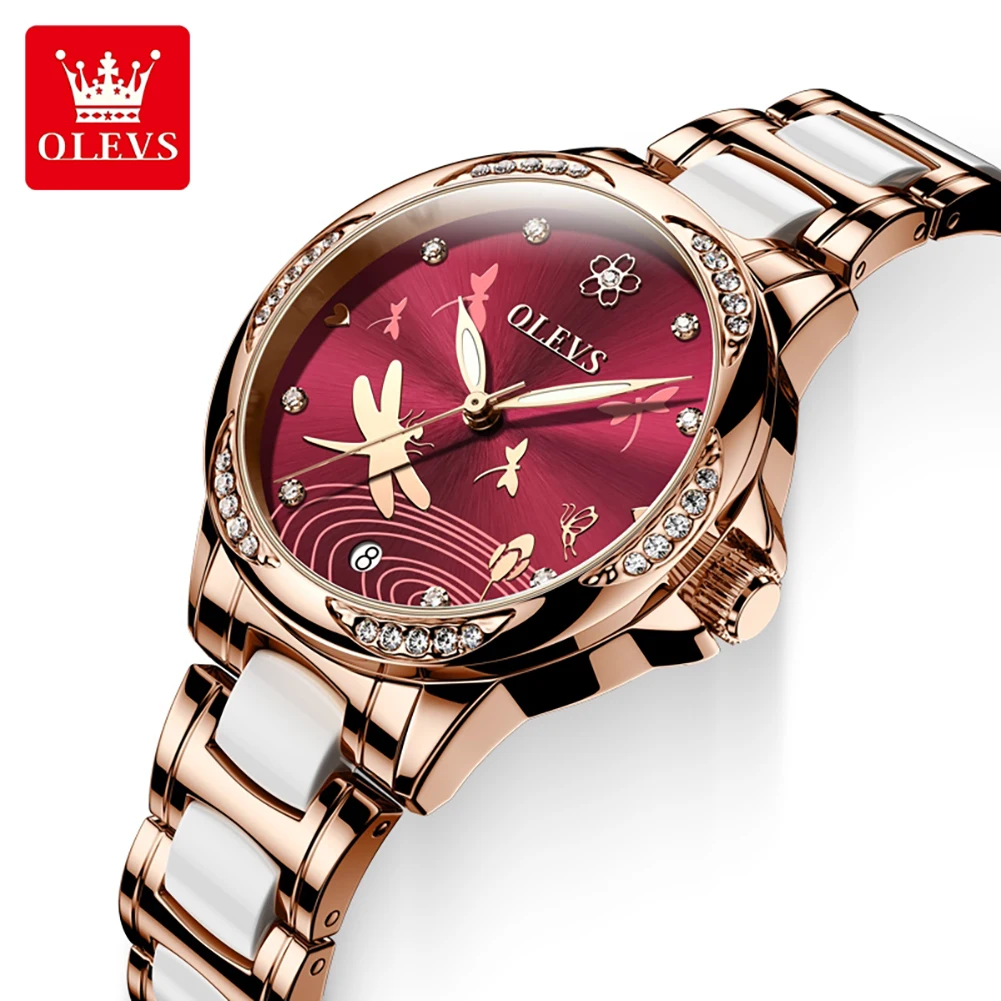 OLEVS 6610 Women's Automatic Mechanical Watch Dragonfly Dial Diamond Ceramic Strap Waterproof Luminous Luxury Ladies Wristwatch
OLEVS 6610 Women's Automatic Mechanical Watch Dragonfly Dial Diamond Ceramic Strap Waterproof Luminous Luxury Ladies Wristwatch