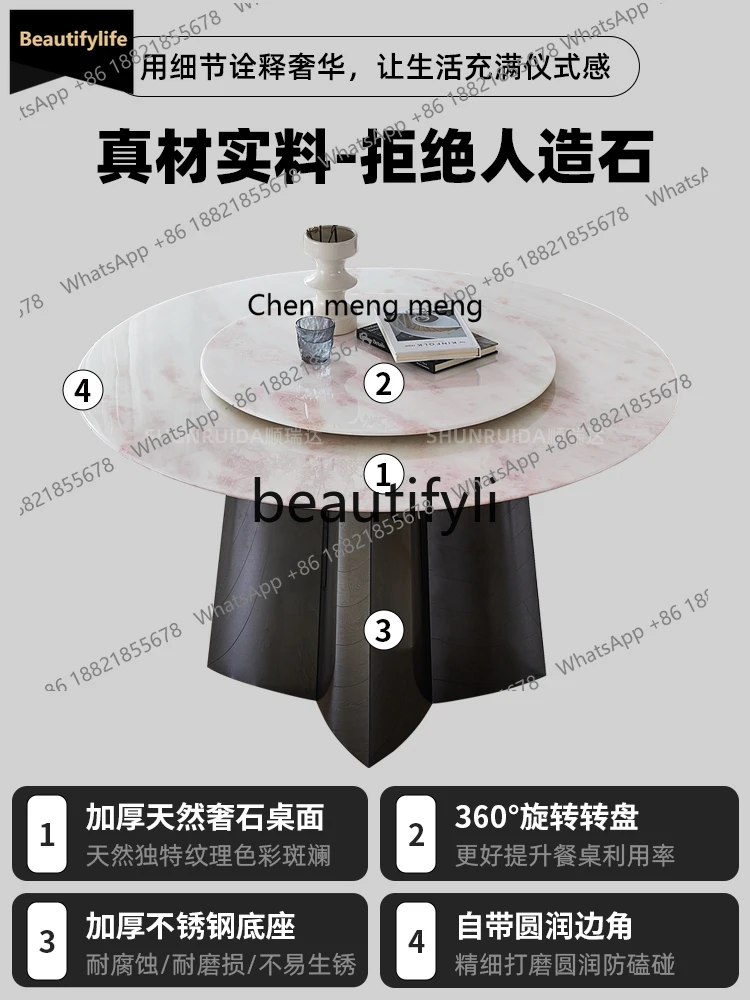 GG Imported Pink Diamond Luxury Stone Dining Table Rose Round Natural Marble Dining Table and Chair Set
GG Imported Pink Diamond Luxury Stone Dining Table Rose Round Natural Marble Dining Table and Chair Set