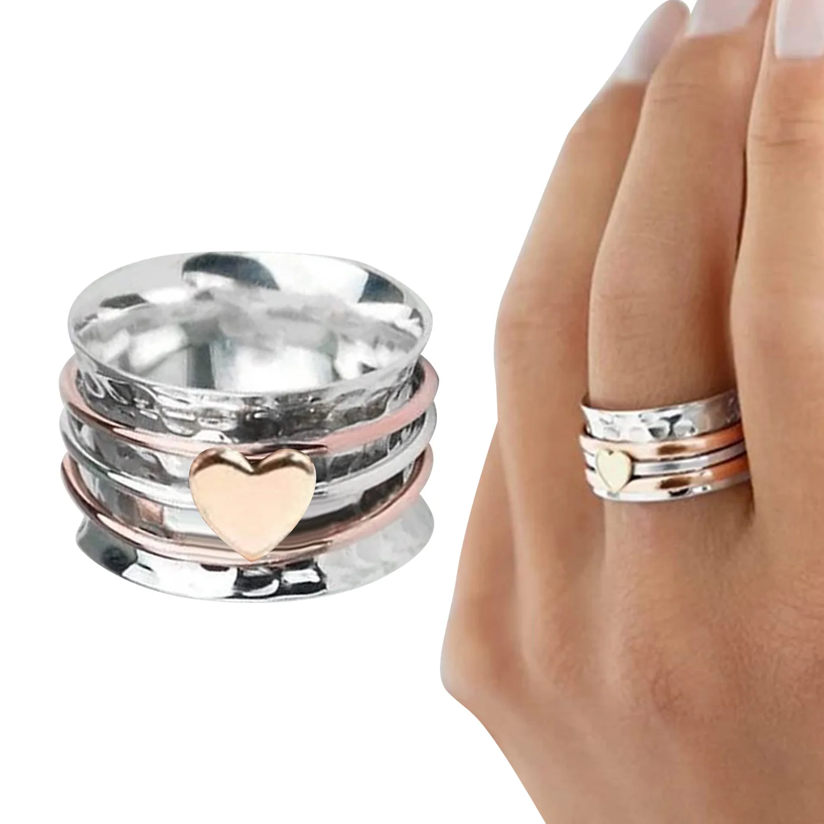 Simple Love Heart Rotating Ring Anti Stress Anxiety Rings for Women Spinner Finger Ring Heart Charm Jewelry Engagement Gifts
Simple Love Heart Rotating Ring Anti Stress Anxiety Rings for Women Spinner Finger Ring Heart Charm Jewelry Engagement Gifts