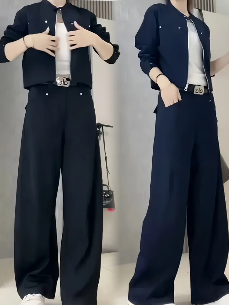 Korean Sle Early Autumn Women's Long Sve Loose Slimming Wide Leg Pants Two Piece Set Casual Faion Breathable Cotton
Korean Sle Early Autumn Women's Long Sve Loose Slimming Wide Leg Pants Two Piece Set Casual Faion Breathable Cotton